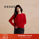 ERDOS【生肖系列】圓領(lǐng)刺繡節日氣氛寬松保暖新年紅套衫女羊絨衫 中國紅 175/92A/XL