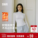 森馬（Semir）長(cháng)袖T恤女半高領(lǐng)緊身冬季2025發(fā)熱抓絨木耳邊打底衫109725101013