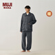 MUJI男式暖柔家居睡衣套裝男士家居服男款25年冬季FB14CC5A 炭灰色 L -XL（上裝:180/104A,下裝:180/92A）