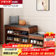 米客米家（MIKEMIJIA）鞋柜換鞋凳子家用門(mén)口簡(jiǎn)易置物架出租屋用多層鞋子收納架可坐鞋柜 胡桃色加寬組合款|100*32*52CM