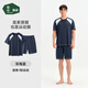 松山棉店小輕松薄荷涼感家居服套裝情侶棉莫親膚可外穿運動(dòng)短袖短褲睡衣潮 深海藍-男士 XL 推薦 女士125-140斤、男士155-170斤