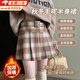 蕉京短裙秋冬季半身裙女百褶裙裙子格子新款毛呢冬裙a字半裙新款2026 復古格子毛呢卡其短裙 M  【建議95-105斤】