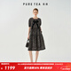 茶·愫【暗韻花境】puretea茶愫蕾絲花邊方領(lǐng)蝴蝶結印花a字連衣裙25夏新 石墨黑 M