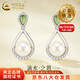 中國黃金（CHINA GOLD）足銀耳耳鉤女士輕奢百搭和田玉水滴耳飾婦女節生日禮物送老婆媽媽 【今/次日達】和田玉水滴耳釘