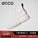 愛(ài)步（ECCO）休閑鞋女 時(shí)尚百搭防水高幫牛皮鞋 街頭860403 白色/灰白色86040352292 38