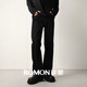 羅蒙黑色微喇牛仔褲男士春秋寬松直筒休閑長(cháng)褲男 黑色常規 32
