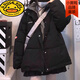 G.duck黑色假兩件羽絨棉服少女秋冬季2025新款初中高中學(xué)生寬松棉衣外套 黑色【加強版】【中式女裝中國風(fēng)秋冬款//女士冬季外 170 M 建議85-100斤