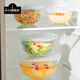 歐貴廚法國進(jìn)口玻璃碗帶蓋微波爐加熱專(zhuān)用耐高溫家用和面盆沙拉碗烘焙碗 【帶蓋】24cm(3L)和面碗（烘焙碗、蒸烤蛋糕碗）