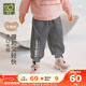 拉比不倒絨束口長(cháng)褲兒童褲子春秋休閑褲冬款加絨保暖運動(dòng)防風(fēng)新款 深灰 110