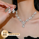 栢啟歆 鋯石項鏈耳環(huán)套裝女結婚新娘頭飾品結婚成人禮服配飾輕奢高級 【奢華水晶項鏈+耳環(huán)】一套