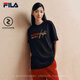 FILA 斐樂(lè )官方情侶款針織短袖衫2026春季新年款休閑舒適刺繡圓領(lǐng)T恤 正黑色-BK L 175/96A/L