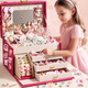 康百雀（CAWNPECHIN）兒童首飾禮盒女孩手工創(chuàng  )意飾品梳妝打扮發(fā)飾套裝3-6-8歲新年禮物 【玫粉發(fā)飾禮盒】送賀卡+禮品袋