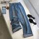絲柏舍設計感刺繡闊腿褲女2026春裝新款時(shí)尚燙鉆垂感長(cháng)款牛仔褲