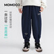 瑪米瑪卡（MOMOCO）兒童褲子男童運動(dòng)褲衛褲加絨潮流恐龍針織褲 49藏青   120   