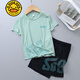 G.duck速干透氣男童夏裝套裝2025新款兒童運動(dòng)夏季童裝薄款冰絲短袖短褲 綠色冰絲S08套裝 160