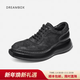 dreambox鈞博防滑厚底百搭休閑男鞋重水洗馬皮透氣舒適英倫老爹鞋 山脈黑 40