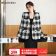Olrain歐芮兒黑白色小香風(fēng)短外套女秋冬新款氣質(zhì)慵懶毛呢外套 黑白色 XL