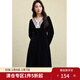 獨束大碼女裝法式復古蕾絲花邊V領(lǐng)赫本連衣裙2024冬季新品裙子 赫本黑 XL (尺碼：3) (尺碼：3)