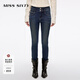 MISS SIXTY2025冬季新款復合絨牛仔褲女雙扣腰顯瘦修身小腳鉛筆褲 深藍 25