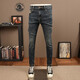 ANDSEEYOU 品牌男士牛仔褲 2025秋冬新款潮流修身小腳褲時(shí)尚青年百搭長(cháng)褲 深藍色 30