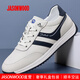 JASONWOOD男鞋2025秋季新款真皮透氣休閑運動(dòng)鞋男戶(hù)外跑步旅游阿甘鞋 白色 41