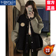 莫代爾棒球服外套女2025春秋冬新款加絨加厚初高中學(xué)生寬松時(shí)尚夾克上衣 黑色-加厚 加絨 M 建議100-115斤