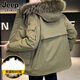 JEEP SPIRIT吉普羽絨服男士秋冬季工裝毛領(lǐng)外套男中長(cháng)款派克服男裝 軍綠 4XL 