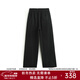 帕羅（PALUOPO）秋冬高腰長(cháng)褲休閑褲女士直筒褲顯瘦寬松抽繩松緊腰褲子 黑色 XL 170/76A