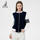 NAOTIEA納奧蒂爾小帆船氣質(zhì)撞色棒球服女2025秋冬新款拼接休閑外套 藏青色 M （建議90-110斤）