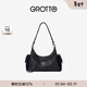 GROTTO個(gè)樂(lè )新款吐司hobo包植鞣羊皮腋下單肩斜挎軟包通勤新年禮物 經(jīng)典黑/亮銀 S