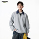 Foss Phil美式復古撞色假兩件POLO衫男寬松半拉鏈衛衣WY503暮云灰L