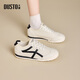 dusto大東阿甘鞋女鞋春季新款平底德訓鞋休閑風(fēng)小白鞋 米黑色    37   