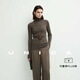 UNICA/高極色彩全混色德國B(niǎo)iella120s島精無(wú)縫顯瘦坑條針織打底衫 【 混色沙駝色 】 高領(lǐng) 均碼 L【現貨48小時(shí)發(fā)】