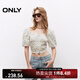 ONLY2025夏季新款甜美碎花立體泡泡袖短袖短款雪紡衫女|125241002 H4J布萊諾 XS