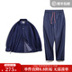 馬登工裝  仿天絲丹寧牛仔褲寬松垂感美式休閑長(cháng)褲微彈直筒褲子男秋季 襯衫+牛仔褲組合裝 L