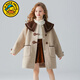 G.duck小黃鴨女童毛呢外套寬松洋氣兒童呢子大衣秋冬款加厚夾棉冬天外套 燕麥灰【夾棉里襯】 150
