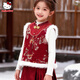Hello Kitty女童馬甲冬季外穿加厚坎肩兒童新年國風(fēng)夾棉拜年服裝16146紅色160