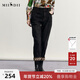 謎底加厚保暖牛仔褲女冬款復古高腰百搭蘿卜九分褲234MK1555 黑色 S