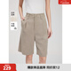 ELLE復古美拉德毛邊亞麻通勤短褲女2025夏季新款天絲輕薄休閑褲子 淺棕 L