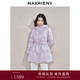 MAXRIENY精致優(yōu)雅鴨絨羽絨服女收腰系帶設計保暖連帽外套 紫色 M