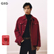 GXG男裝 紅色新年小香風(fēng)時(shí)尚復古翻領(lǐng)夾克25春新品G25X211026 深紅色 M