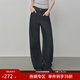 范思藍恩設計感寬松高腰牛仔褲女秋季2025新款破縫分割彎刀褲3105 藏青色 XS