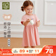 拉比兒童短袖連衣裙女童寶寶2025夏季新款薄款洋氣女孩小童短裙子 玫瑰紅 100 cm