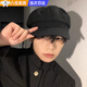 皓梵潔帽子貝雷帽男款冬季黑色八角帽英倫復古大頭圍男士洋氣男生高級感 黑色 均碼 可調節頭圍適用54-58cm左右