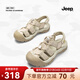 Jeep吉普運動(dòng)沙灘洞洞涼鞋女2023夏季新款百搭厚底鏤空包頭羅馬涼鞋女 淺灰色 38 (偏小一碼)