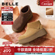 百麗（Belle）復古絨面勃肯鞋女2025冬新商場(chǎng)同款厚底加絨休閑短靴E6F1DDD5預售 棕色-薄絨 37 (235mm)