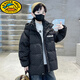 G.duck男童羽絨服冬季2025新款中大兒童冬裝加厚保暖時(shí)尚男孩白鴨絨外套 黑色 120cm