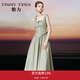 糖力商場(chǎng)同款夏季新款古典少女風(fēng)吊帶連衣裙女綁帶中長(cháng)款裙子 綠色 S