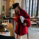 Amerpin國際一線(xiàn)品牌雙面羊絨大衣女紅色雙面呢子大衣女短款2025冬季外套 紅色 XS 適合105斤以下