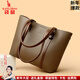 袋鼠卡拉真皮托特包女包品牌大氣手提包2026歐美時(shí)尚新款斜挎包中年媽媽包 卡其色（禮盒裝+手包卡包） 大包（長(cháng)33-厚11-高27.5厘米）
